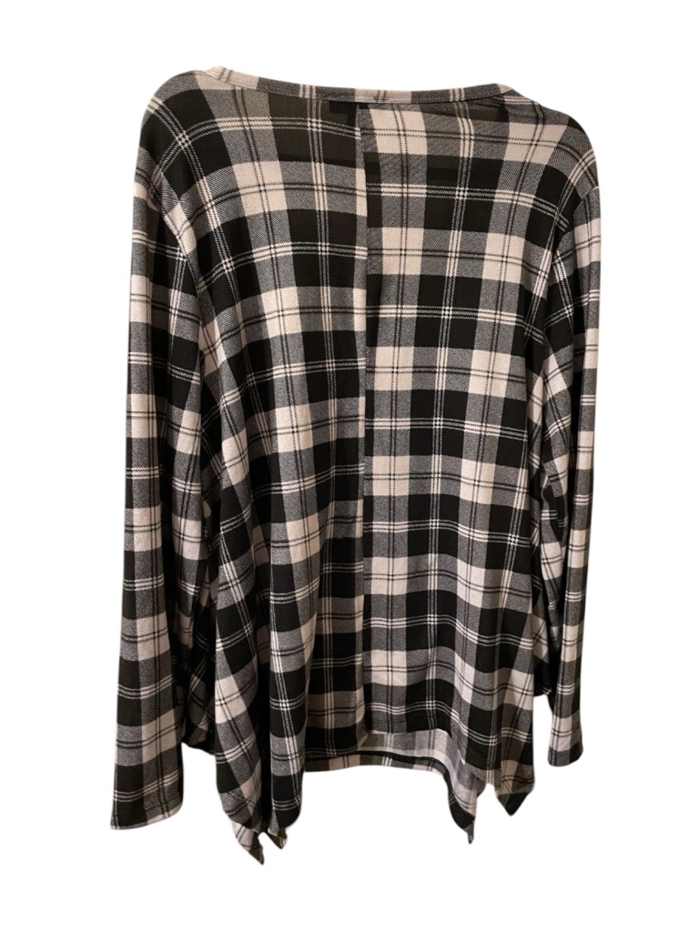 Rouge Black & White Plaid Scoop Neck Long Sleeve Lightweight breathable.4X NWOT! - Picture 2 of 3